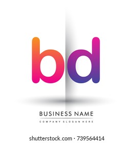 initial logo BD lowercase letter, orange and magenta creative logotype concept, modern and simple logo design.