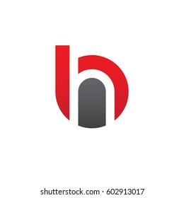initial logo bh, hb, h inside b rounded letter negative space logo red gray
