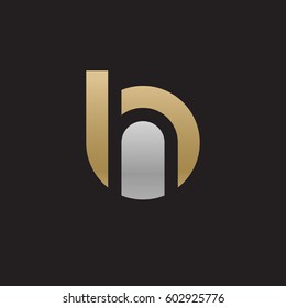 initial logo bh, hb, h inside b rounded letter negative space logo gold silver