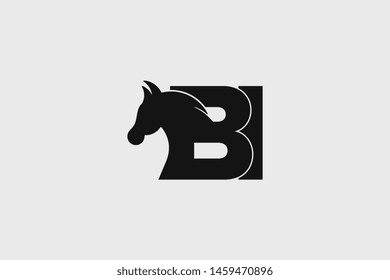 Initial logo BI letter with stallion head. The combination of letters B and I is black