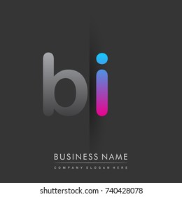 initial logo BI lowercase letter colored grey and blue, pink, creative logotype concept, modern and simple logo design, logo design concept for business and corporate identity.