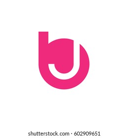 initial logo bj, jb, j inside b rounded letter negative space logo pink