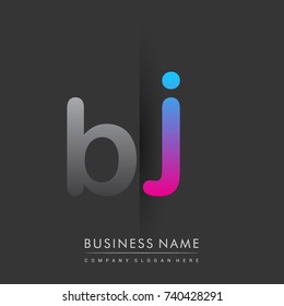 initial logo BJ lowercase letter colored grey and blue, pink, creative logotype concept, modern and simple logo design, logo design concept for business and corporate identity.