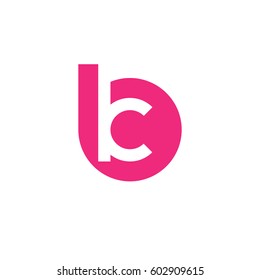 initial logo bk, kb, k inside b rounded letter negative space logo pink