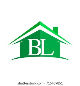initial logo BL with house icon and green color, business logo and property developer.