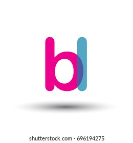 initial logo BL lowercase letter, blue and pink overlap transparent logo, modern and simple logo design.