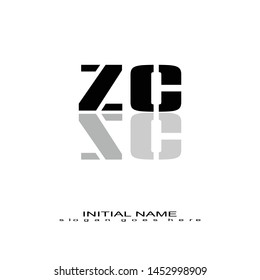 Initial logo black alphabet mirror ZC