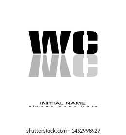 Initial logo black alphabet mirror WC