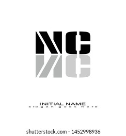 Initial logo black alphabet mirror NC