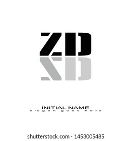 Initial logo black alphabet mirror ZD