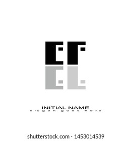 Initial logo black alphabet mirror EF