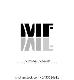 Initial logo black alphabet mirror MF
