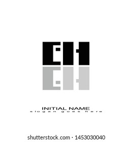 Initial logo black alphabet mirror EH