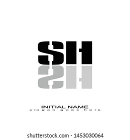 Initial logo black alphabet mirror SH