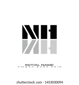 Initial logo black alphabet mirror NH