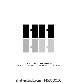 Initial logo black alphabet mirror HH