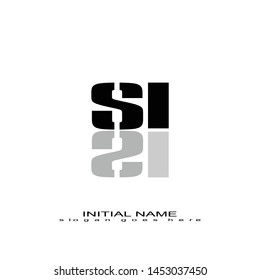 Initial logo black alphabet mirror SI