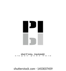 Initial logo black alphabet mirror PI