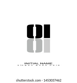 Initial logo black alphabet mirror OI
