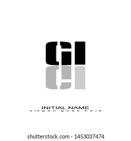 Initial logo black alphabet mirror GI