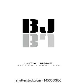 Initial logo black alphabet mirror BJ