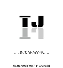 Initial logo black alphabet mirror TJ