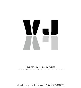 Initial logo black alphabet mirror VJ