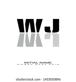 Initial logo black alphabet mirror WJ