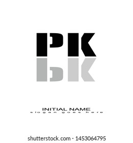 Initial logo black alphabet mirror PK