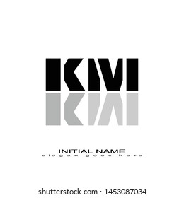 Initial logo black alphabet mirror KM