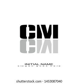 Initial logo black alphabet mirror CM