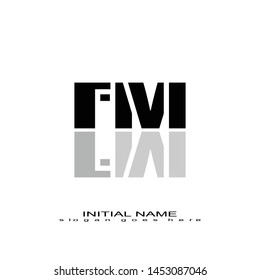 Initial logo black alphabet mirror FM