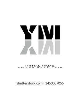 Initial logo black alphabet mirror YM