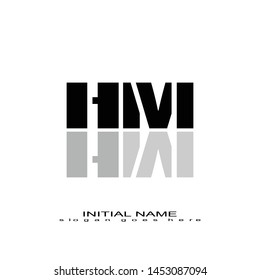 Initial logo black alphabet mirror HM