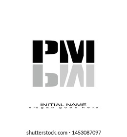 Initial logo black alphabet mirror PM