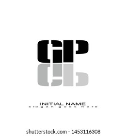 Initial logo black alphabet mirror GP