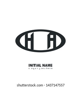 Initial logo black ellipse alphabet HA