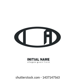 Initial logo black ellipse alphabet IA