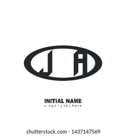 Initial logo black ellipse alphabet JA