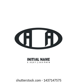 Initial logo black ellipse alphabet AA