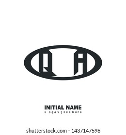 Initial logo black ellipse alphabet QA