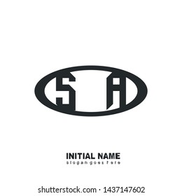 Initial logo black ellipse alphabet SA