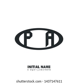 Initial logo black ellipse alphabet PA