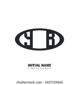 Initial logo black ellipse alphabet YB