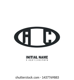 Initial logo black ellipse alphabet AC