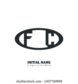 Initial logo black ellipse alphabet FC