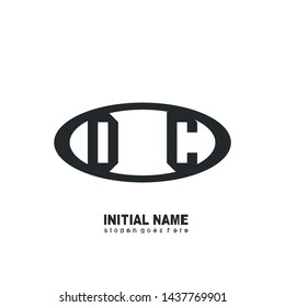 Initial logo black ellipse alphabet DC
