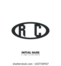 Initial logo black ellipse alphabet RC