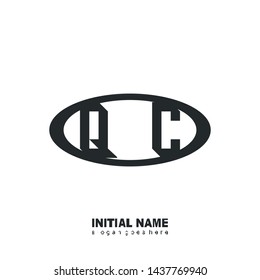Initial logo black ellipse alphabet QC