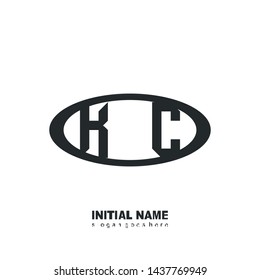 Initial logo black ellipse alphabet KC